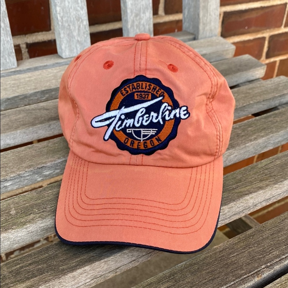 Timberline faded Orange blue white logo Cap 6 panel adjustable back strap hat
